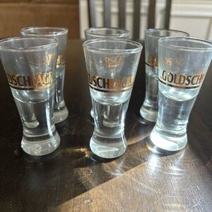 Goldschlager Shot Glass Heavy Curved Bottom Barware Logo